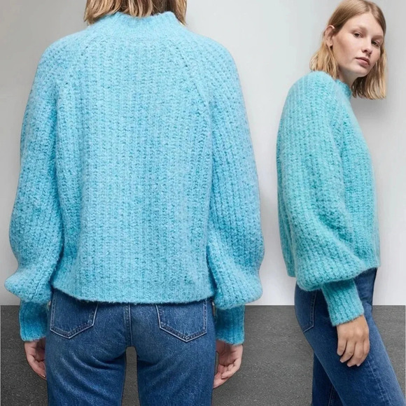 MAJE Alpaca & Wool Blend Sweater Jumper in Aqua Blue Size L - Picture 2 of 16